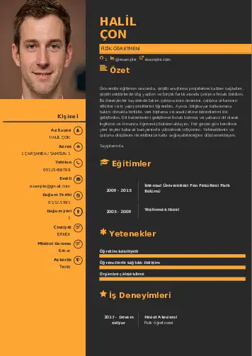 Fizik Öğretmeni CV Örnekleri cv indir